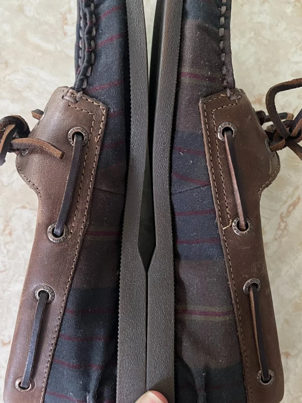 NWOB Sperry Top Sider Mens Sz 7.5 AO Ltd Edition Plaid Oil Cloth and Leather